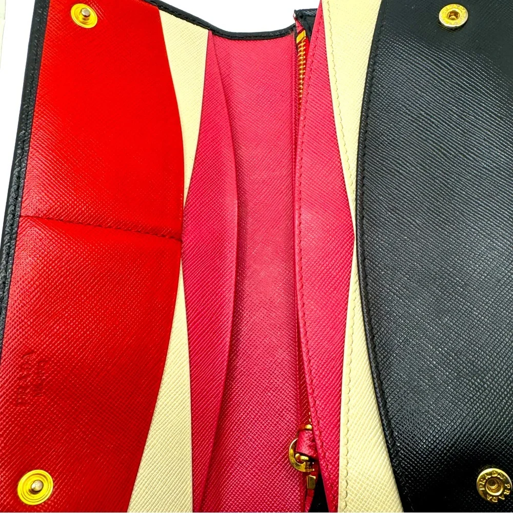 Rare Prada Continental Wallet w. Pink and White Stripes - Limited Edition - Picture 3 of 14